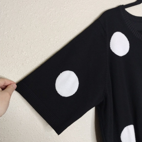 Magaschoni Black And White Polka Dot Short Sleeve Sweater Size‎ 2X - Picture 2 of 5